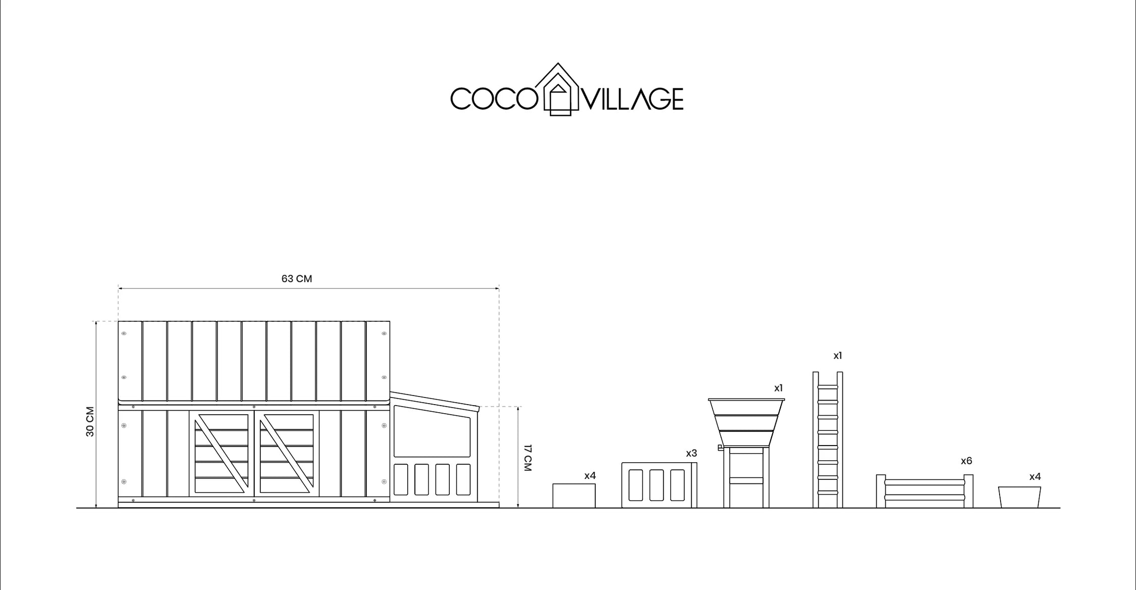 Coco Village houten boerderij met accessoires