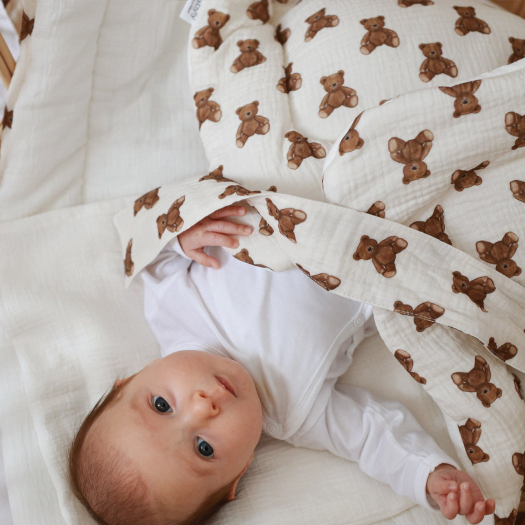 Babyly mousseline wikkeldeken teddyberen