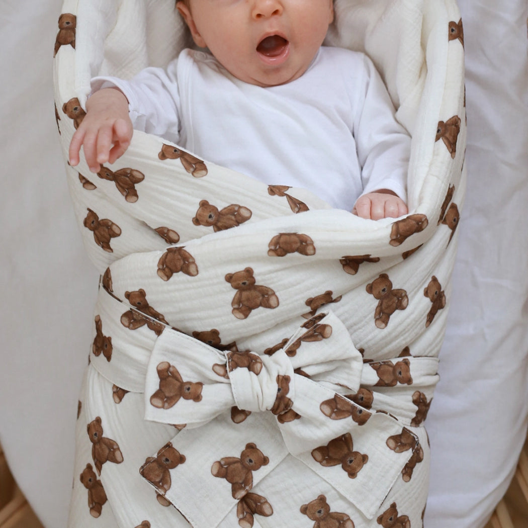 Babyly mousseline wikkeldeken teddyberen