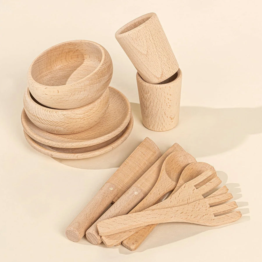 Coco Village houten servies set (12 stuks)