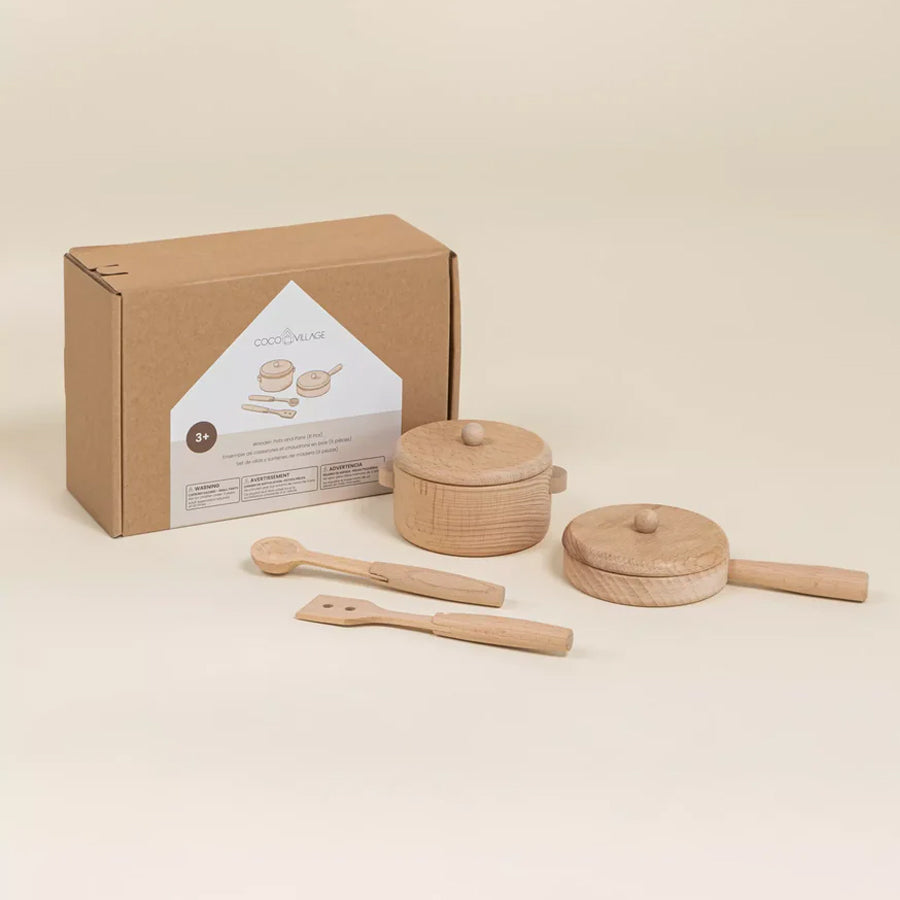 Coco Village houten pannen set met spatel en lepel
