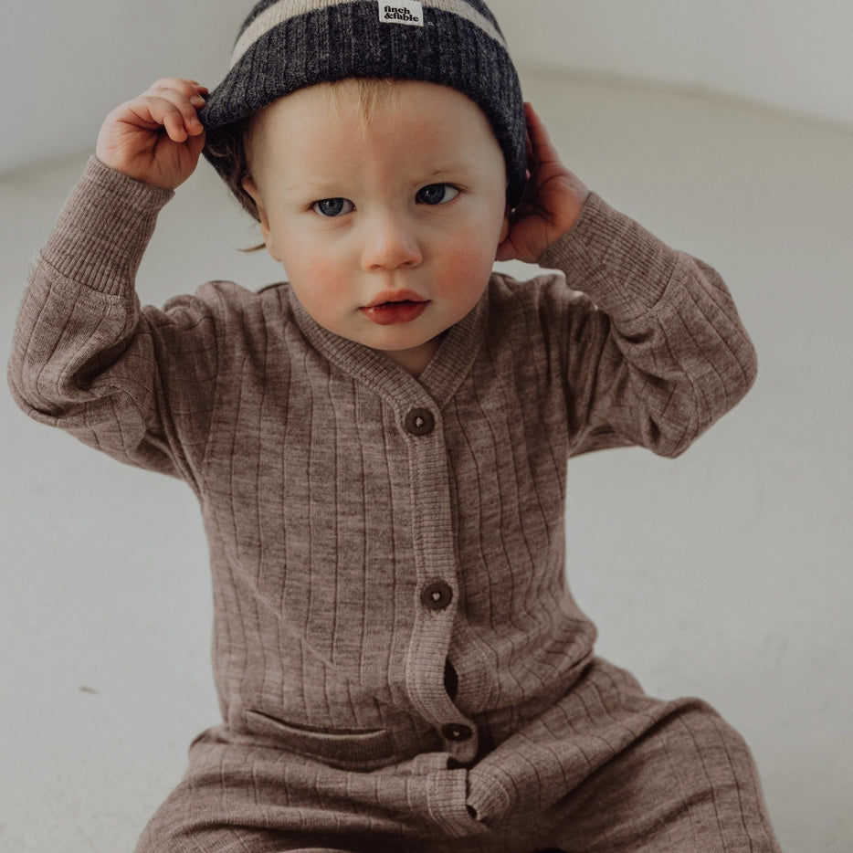 Finch & Fable boxpakje wol ribbelstof soft brown