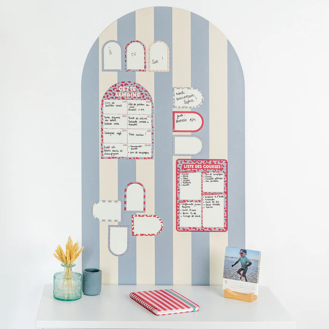 Ferflex magnetische muursticker boog blauw/beige gestreept