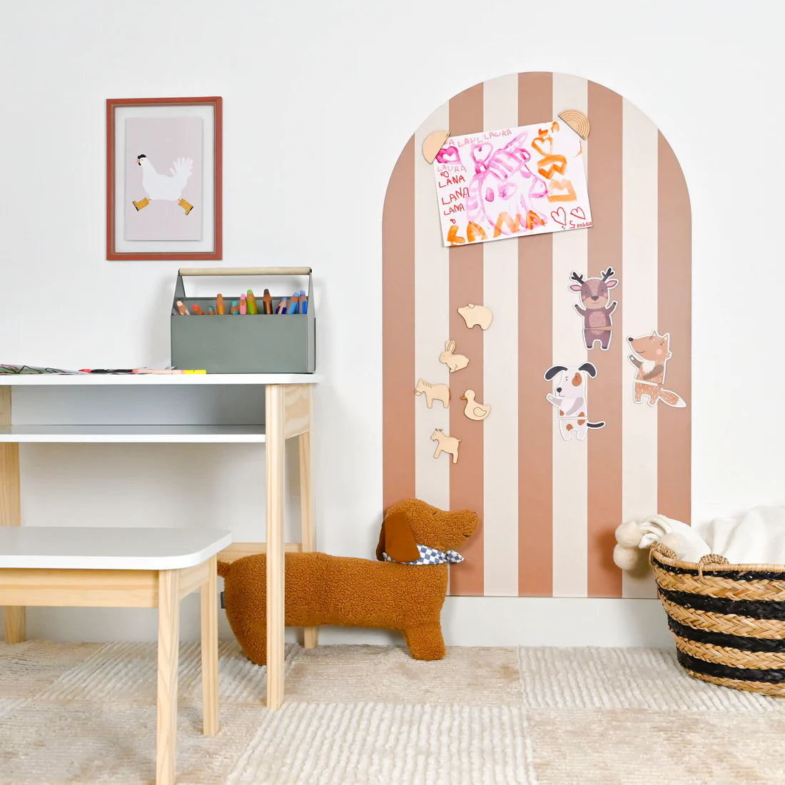 Ferflex magnetische muursticker boog beige/camel gestreept