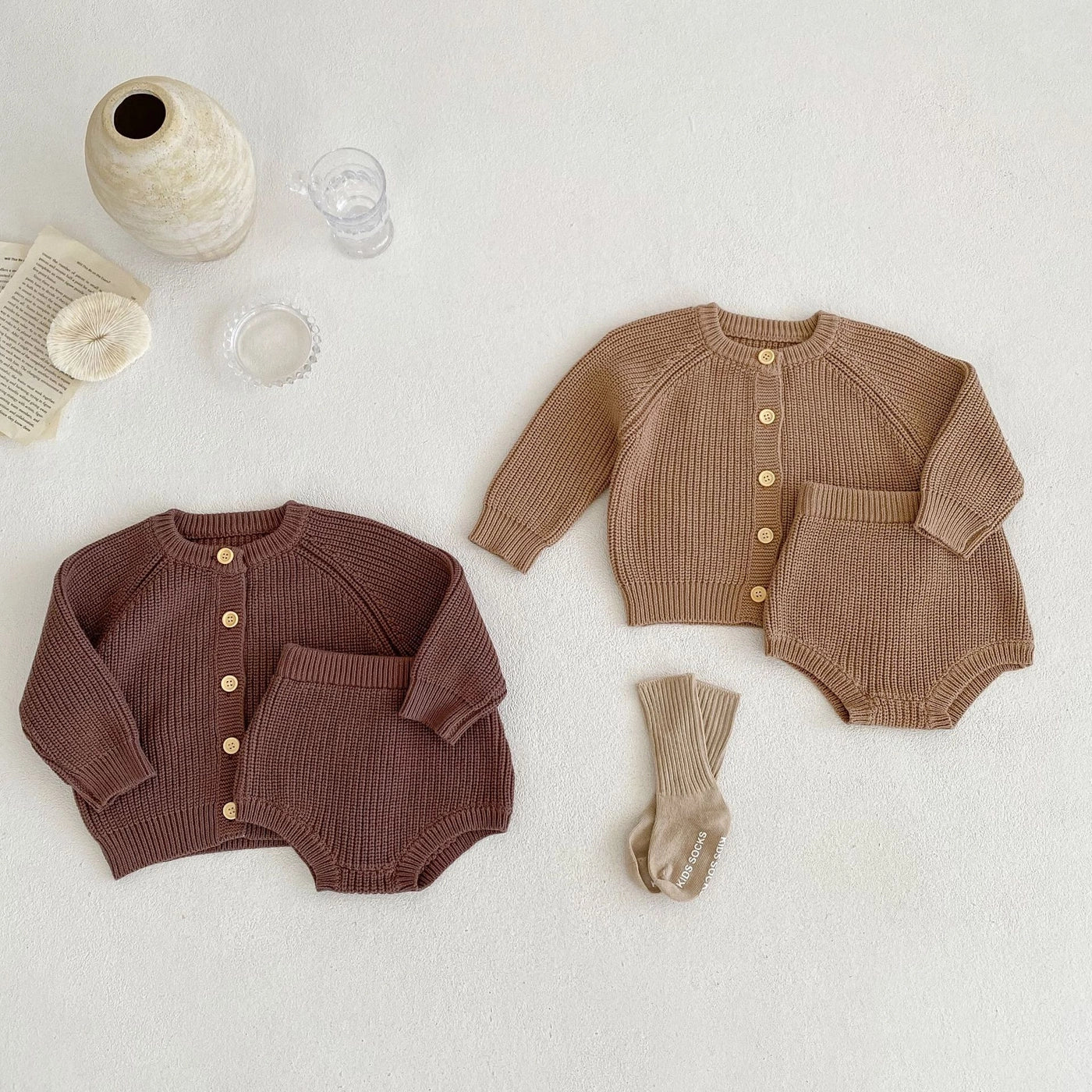 Annie & Charles gebreide kleding set brown