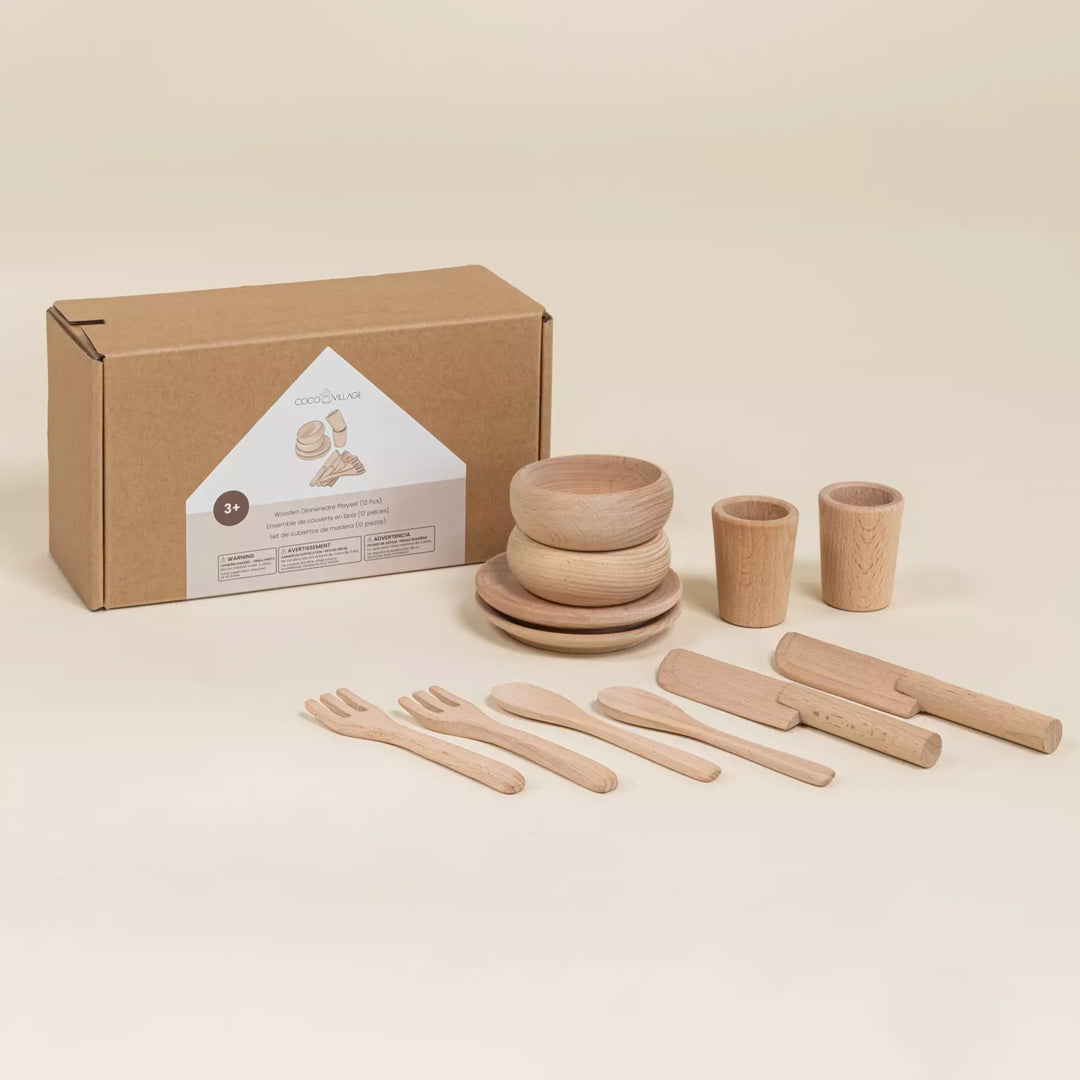 Coco Village houten servies set (12 stuks)