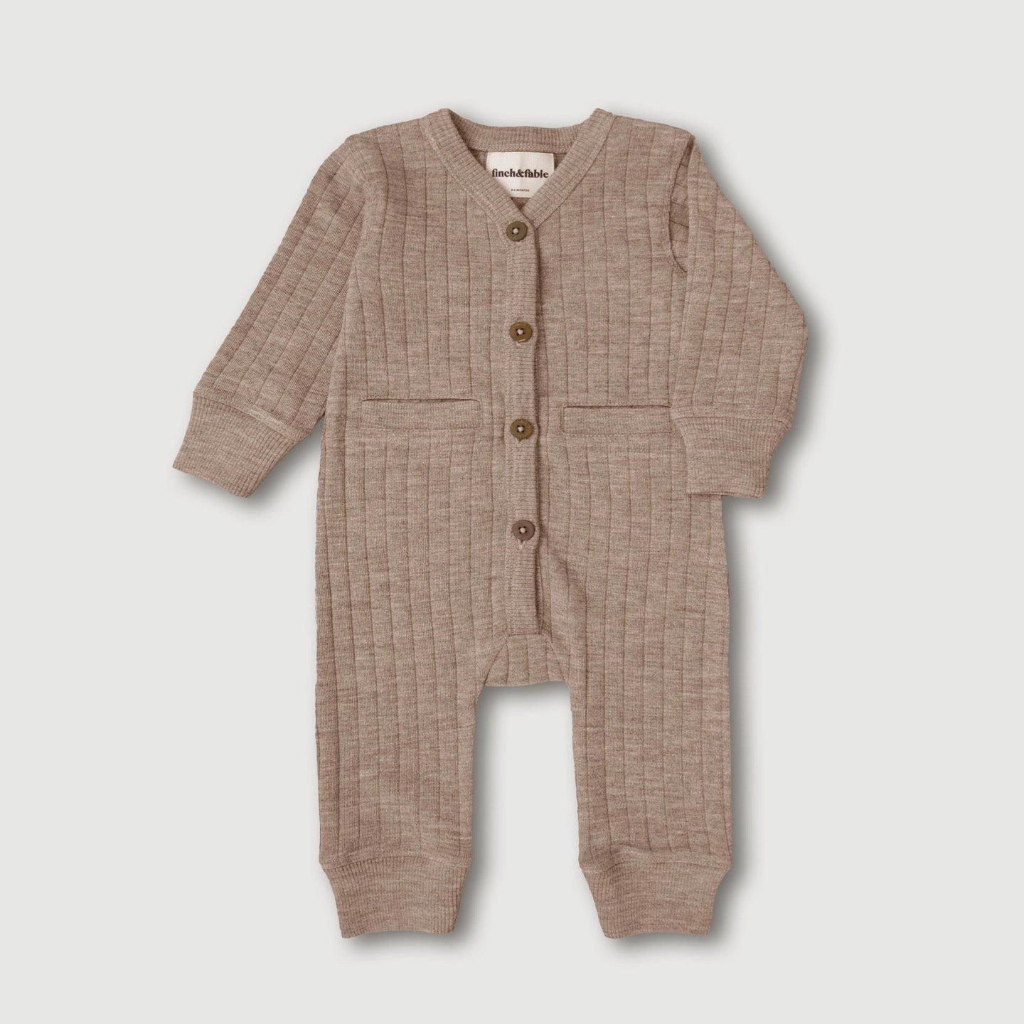 Finch & Fable babypakje wol ribbelstof soft brown