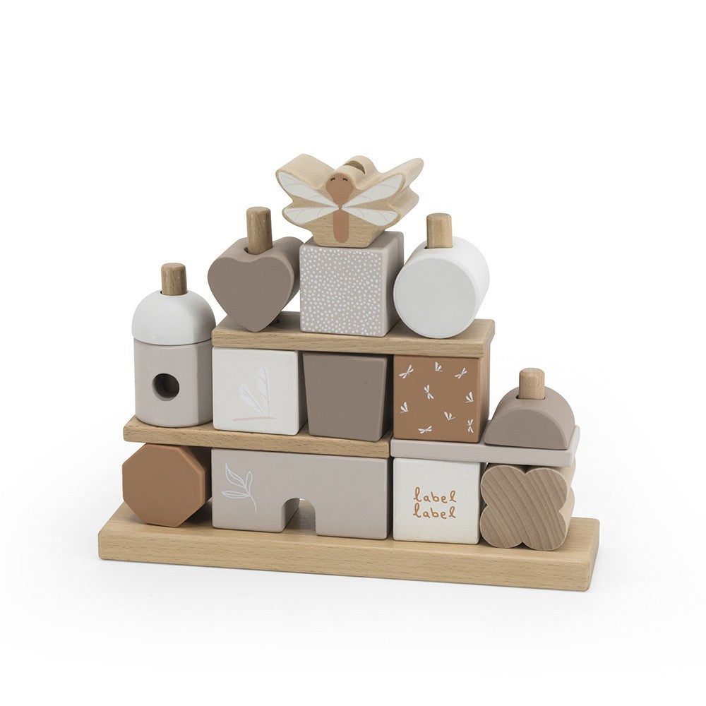 Label Label houten stapel blokken huis nougat