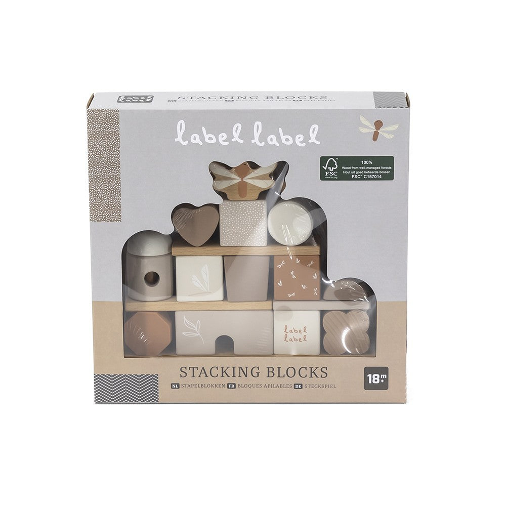 Label Label houten stapel blokken huis nougat